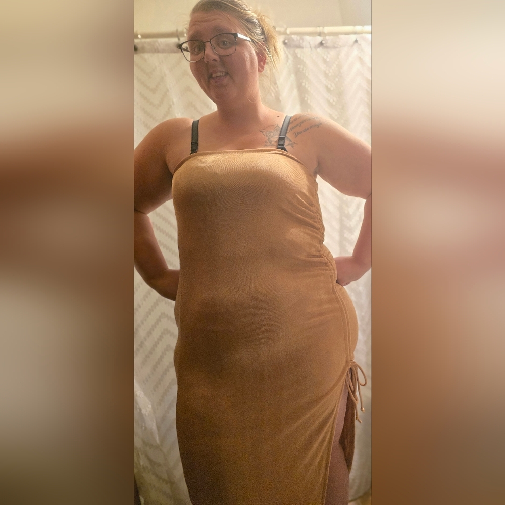 Jluxlabel Gold Side Scrunch Strapless Plus Size Dress